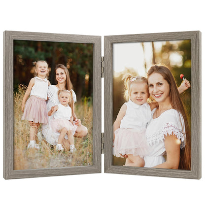 5x7 Double Picture Frame Tabletop Display for Photos Pink