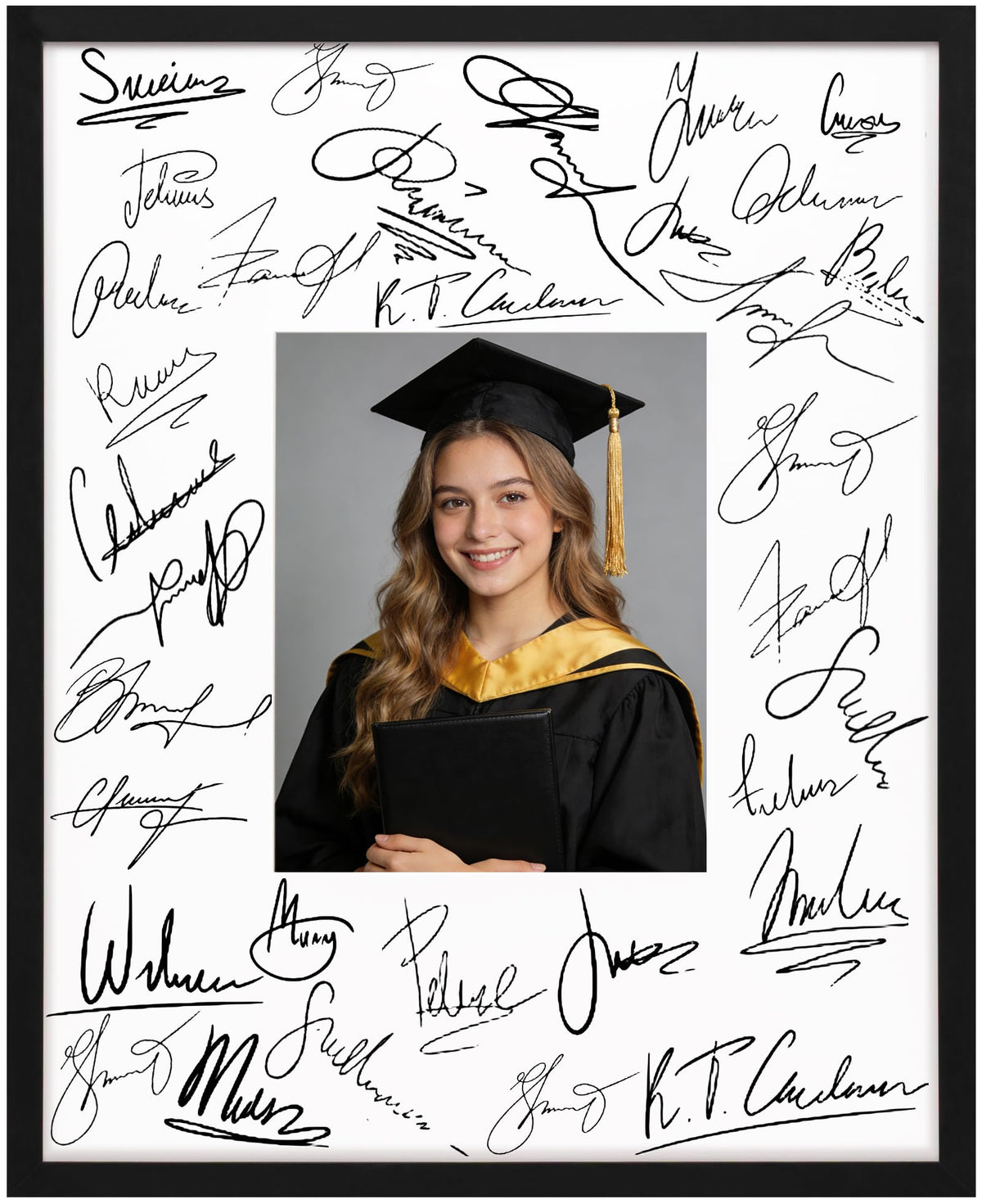 eletecpro 11x14 Signable Picture Frame with Clear Acrylic Cover, Signature Photo Frame with Mat Display 5x7 Photo for Tabletop or Wall, Wedding Guest Book Alternative, Graduation Decoration, Black