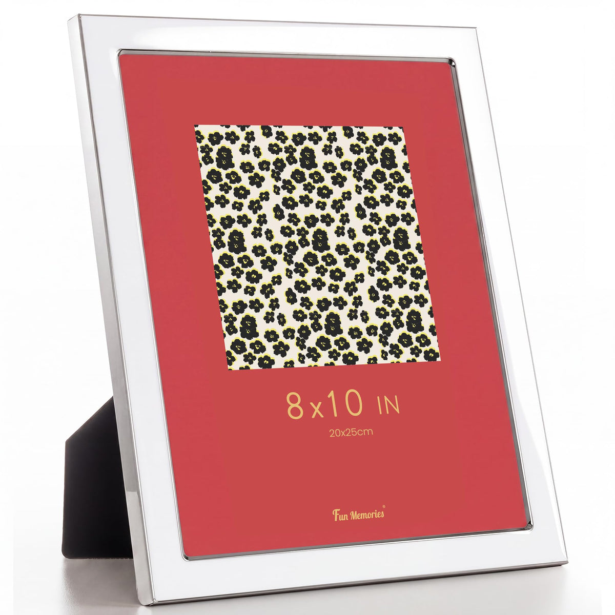 Fun Memories 4x6 Enamel Picture Frame with HD-Tempered Glass, Gold Metal Edge with Easel, Vertical & Horizontal Display, Wall and Tabletop Display Family Photo Gallery (White Enamel,1P)