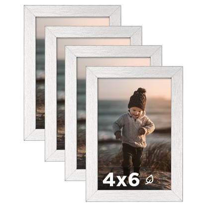 KINLINK 5x7 Picture Frames, Mix Color Photo Frames with Plexiglass for Picture 4x6 with Mat or 5x7 without Mat, Composite Wood Picture Frames for Table Top and Wall Mounting, Set of 4