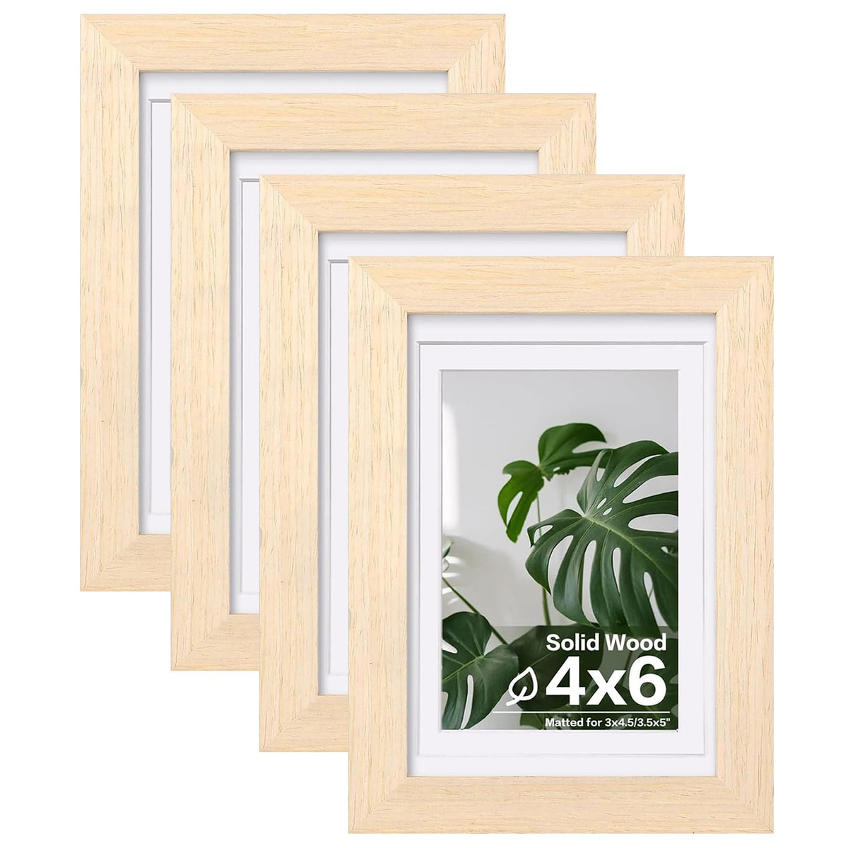 Egofine 8x10 Picture Frames Set of 4, Made of Solid Wood Covered by Plexiglass 4x6 and 5x7 with Mat or 8x10 without Mat, for Table Top Display and Wall Mounting Photo Frame Black