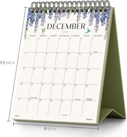 Jotsome Small Desk Calendar 2026-2027, Standing Flip Calendar 6"x7.5"