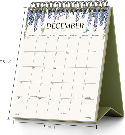 Jotsome Small Desk Calendar 2026-2027, Standing Flip Calendar 6"x7.5"