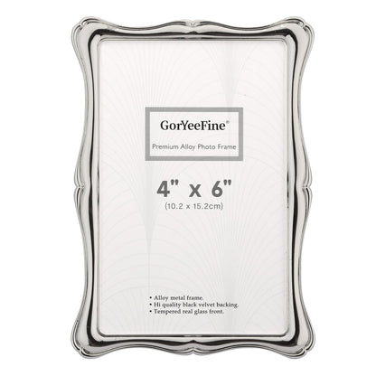 4x6'' Premium Alloy Silver Photo Frame - Luxury Display with Real Glass and Velvet Backing,Hi End Décor Metal Frames,Suitable for Desktop Display and Wall Decor