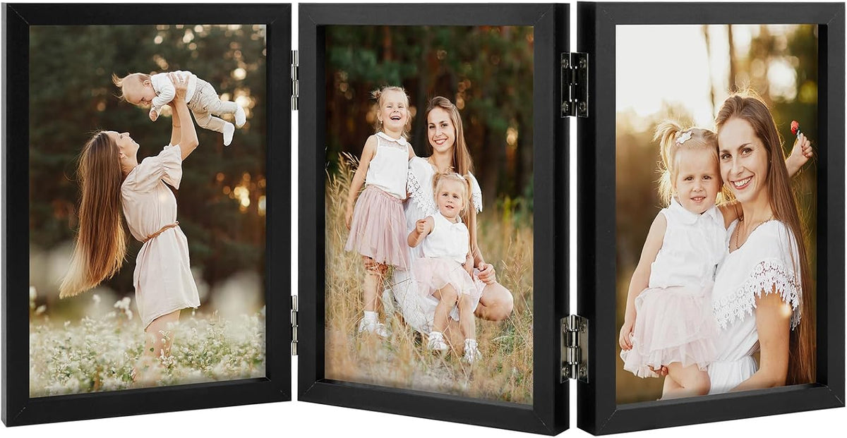 4x6 Triple Picture Frame Tabletop Display for Photos Black