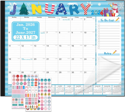 Lateefah Desk Calendar 2026, Large 22'' x 17'' Desk Calendar 2026-2027, 18 Month Desktop Calendars for Home & Office, Use Jan 2026 to June 2027