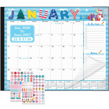 Lateefah Desk Calendar 2026, Large 22'' x 17'' Desk Calendar 2026-2027, 18 Month Desktop Calendars for Home & Office, Use Jan 2026 to June 2027