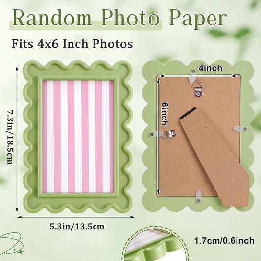 AceOrbit 4x6 Inches Light Green Flower Wavy Scalloped Picture Frame Cute