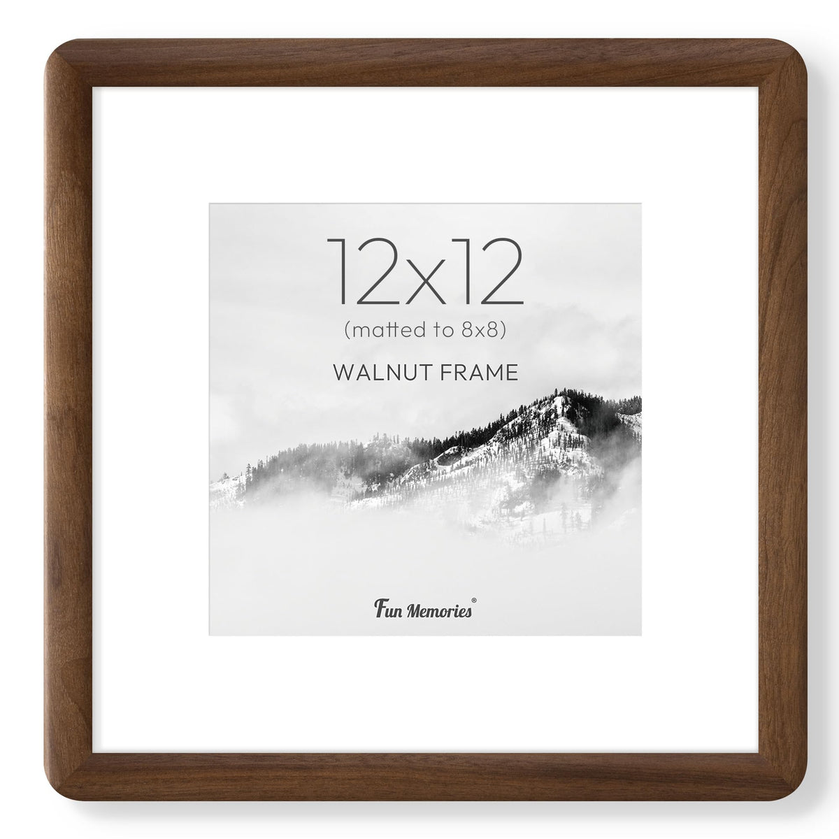 6x6 Picture Frame, USA-Sourced Walnut Wood Photo Frame with Tempered Glass, Handcrafted Rustic Farmhouse Frame for Wall & Tabletop Display, Matted to 4x4