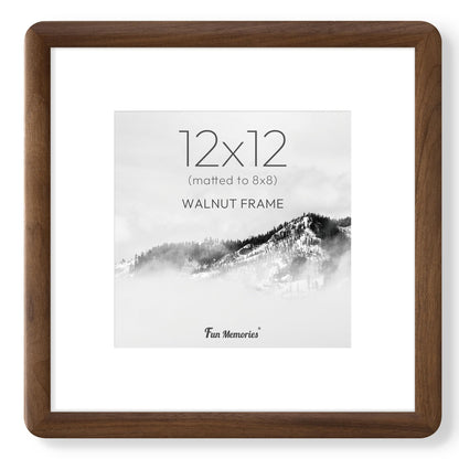 6x6 Picture Frame, USA-Sourced Walnut Wood Photo Frame with Tempered Glass, Handcrafted Rustic Farmhouse Frame for Wall & Tabletop Display, Matted to 4x4