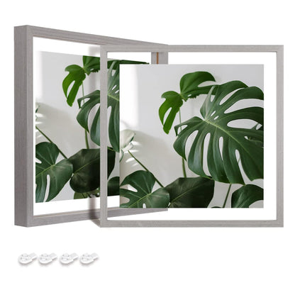 Egofine 5x7 Floating Frames Set of 2, Double Plexiglass Picture Frame, Made of Solid Wood Display Any Size Photo up to 5x7, Wall Mount or Tabletop Standing, Natural Wood