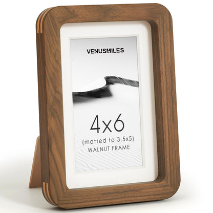 4x6 Picture Frame, USA-Sourced Natural Maple Wood Photo Collage Frame with HD Tempered Glass, Modern Simple 4 x 6 Wooden Frame Matted to 3.5x5, Gallery Wall Frames for Art, Wall or Tabletop Display