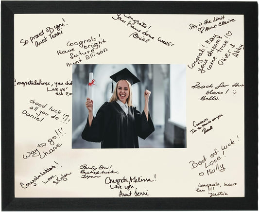 GarduationMall 11x14 Signature Picture Frame Holds 5x7 Photo with White Mat for Wedding Graduation | Wall or Tabletop Display