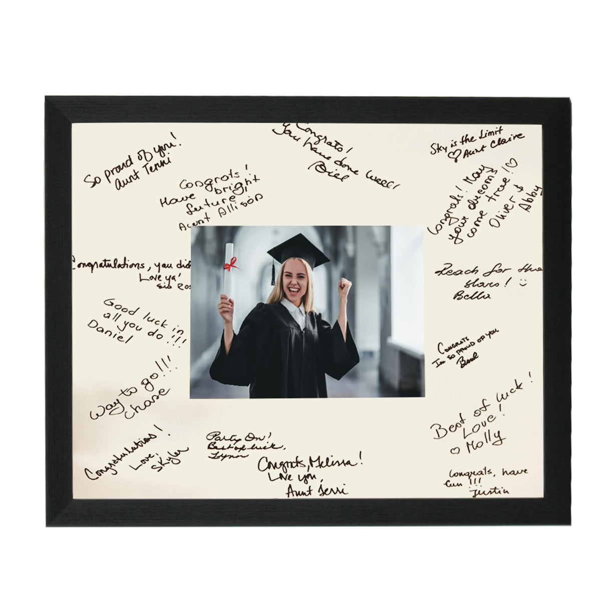 GarduationMall 11x14 Signature Picture Frame Holds 5x7 Photo with White Mat for Wedding Graduation | Wall or Tabletop Display
