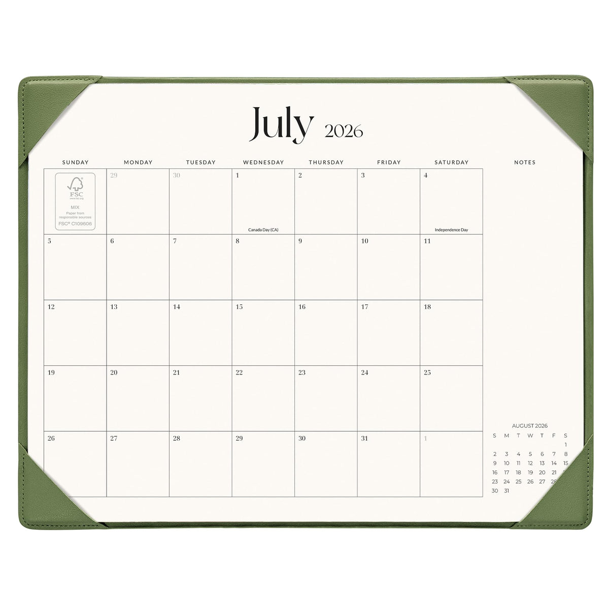 Cabbrix Desk Calendar 2026 with Desktop Mat, Simplified Medium Desk Pad Calendar 15" x 12" July 2026 to December 2027, Desk Blotter Calendar for Home School and Office (Apricot)