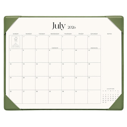 Cabbrix Desk Calendar 2026 with Desktop Mat, Simplified Medium Desk Pad Calendar 15" x 12" July 2026 to December 2027, Desk Blotter Calendar for Home School and Office (Apricot)