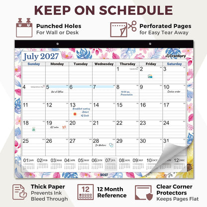 CRANBURY 2026-2027 Desk Calendar 22x17, 18-Month Monthly Planner