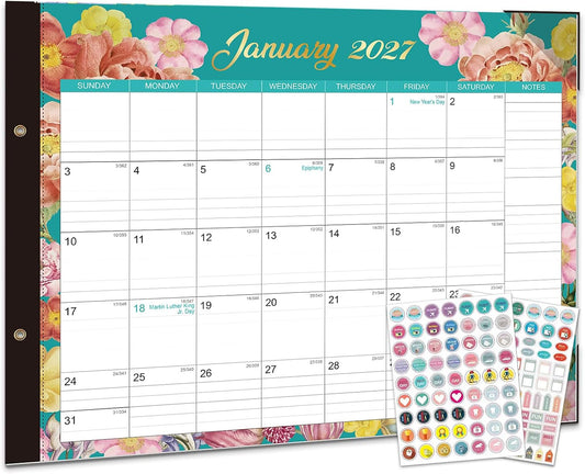 2027-2028 Desk Calendar - 22" x 17", 18 Month Desk Calendar January 2027 - June 2028, Large Monthly Desktop Calendar with Plastic Cover, Thick Paper, Corner Protectors (2 Stickers Included)