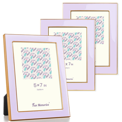 Fun Memories 4x6 Enamel Picture Frame with HD-Tempered Glass, Gold Metal Edge with Easel, Vertical & Horizontal Display, Wall and Tabletop Display Family Photo Gallery (White Enamel,1P)