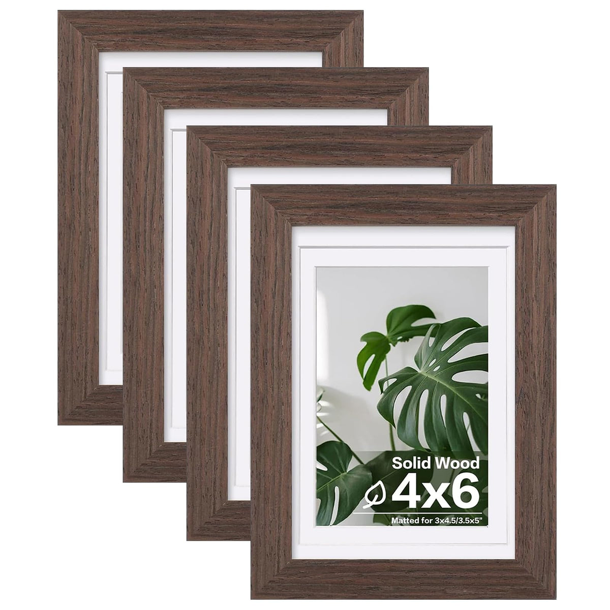 Egofine 8x10 Picture Frames Set of 4, Made of Solid Wood Covered by Plexiglass 4x6 and 5x7 with Mat or 8x10 without Mat, for Table Top Display and Wall Mounting Photo Frame Black