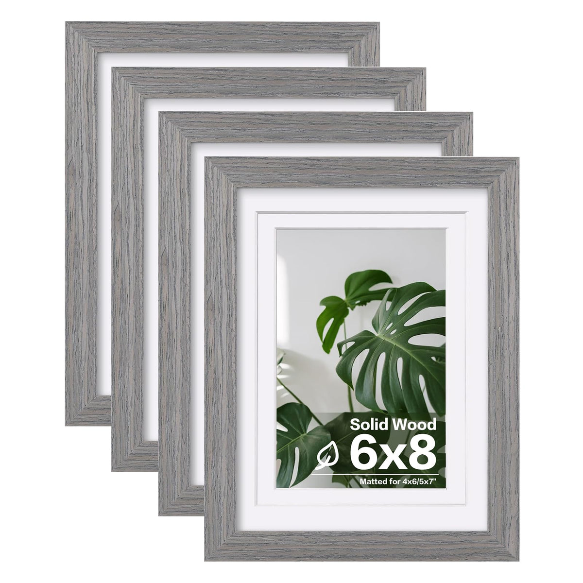 Egofine 8x10 Picture Frames Set of 4, Made of Solid Wood Covered by Plexiglass 4x6 and 5x7 with Mat or 8x10 without Mat, for Table Top Display and Wall Mounting Photo Frame Black