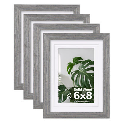 Egofine 8x10 Picture Frames Set of 4, Made of Solid Wood Covered by Plexiglass 4x6 and 5x7 with Mat or 8x10 without Mat, for Table Top Display and Wall Mounting Photo Frame Black