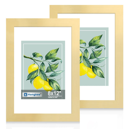 Hongkee 8x11 Picture Frame Set of 2, Real Glass, Rustic Brown Wood Frame