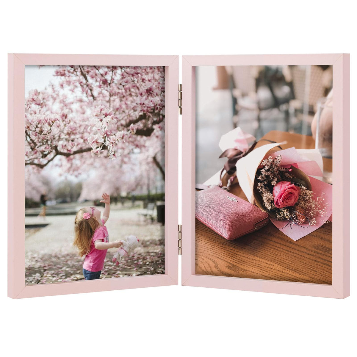 5x7 Double Picture Frame Tabletop Display for Photos Pink