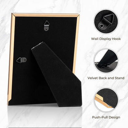4x6 Enamel Picture Frame with Gold Metal Edge & HD Tempered Glass, Yellow