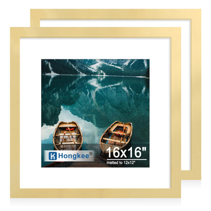 Hongkee 8x11 Picture Frame Set of 2, Real Glass, Rustic Brown Wood Frame