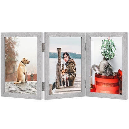 TOFOREVO 3 5x7 Picture Frame Black Triple Wooden Hinged Photo Frame
