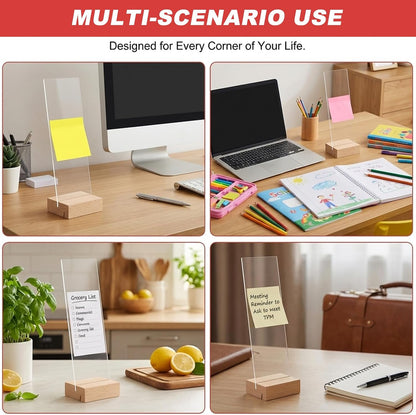 2 Pcs Monitor Memo Board with Removable Wooden Base