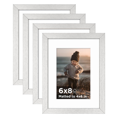 KINLINK 5x7 Picture Frames, Mix Color Photo Frames with Plexiglass for Picture 4x6 with Mat or 5x7 without Mat, Composite Wood Picture Frames for Table Top and Wall Mounting, Set of 4