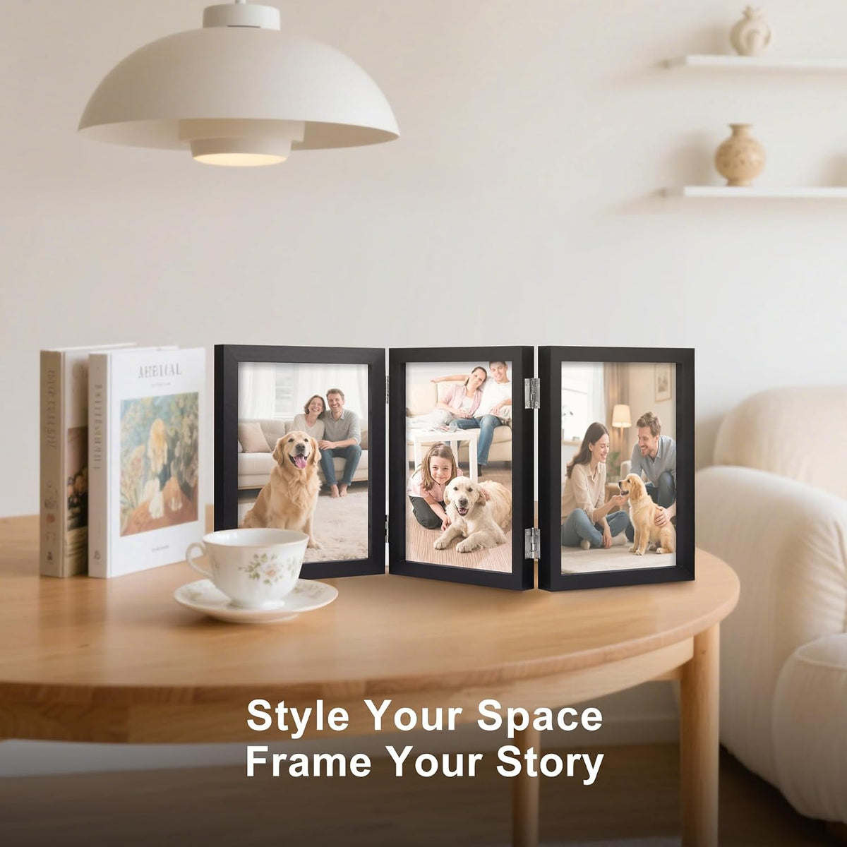 TOFOREVO 3 5x7 Picture Frame Black Triple Wooden Hinged Photo Frame