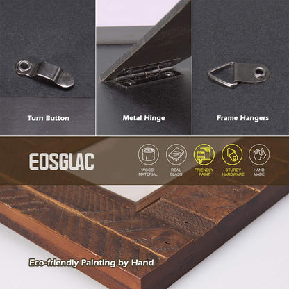 Eosglac Wooden 5x7 inch Picture Frame, Wood Plank Design with Rustic Brown Finish, Wall Mounting or Tabletop Display, Handmade Photo Frame