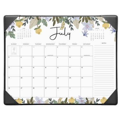 Cabbrix Desk Calendar 2026-2027 with Desktop Mat, Floral Desk Pad Calendar 15 x 12 Inch 18 Months Runs From July 2026 to December 2027, Desk Blotter Calendar for Home School and Office (Blue)