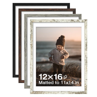 KINLINK 5x7 Picture Frames, Mix Color Photo Frames with Plexiglass for Picture 4x6 with Mat or 5x7 without Mat, Composite Wood Picture Frames for Table Top and Wall Mounting, Set of 4