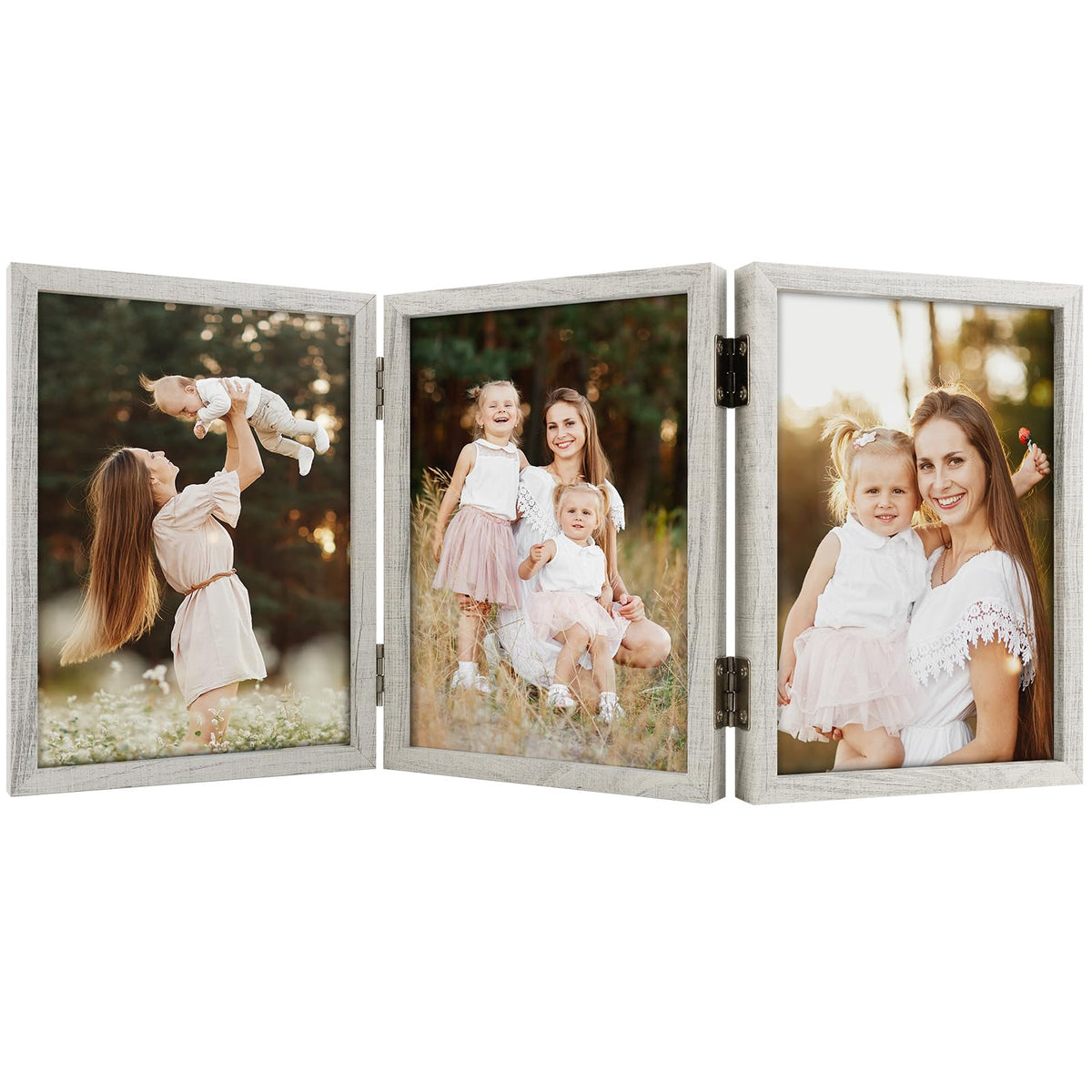 4x6 Triple Picture Frame Tabletop Display for Photos Black