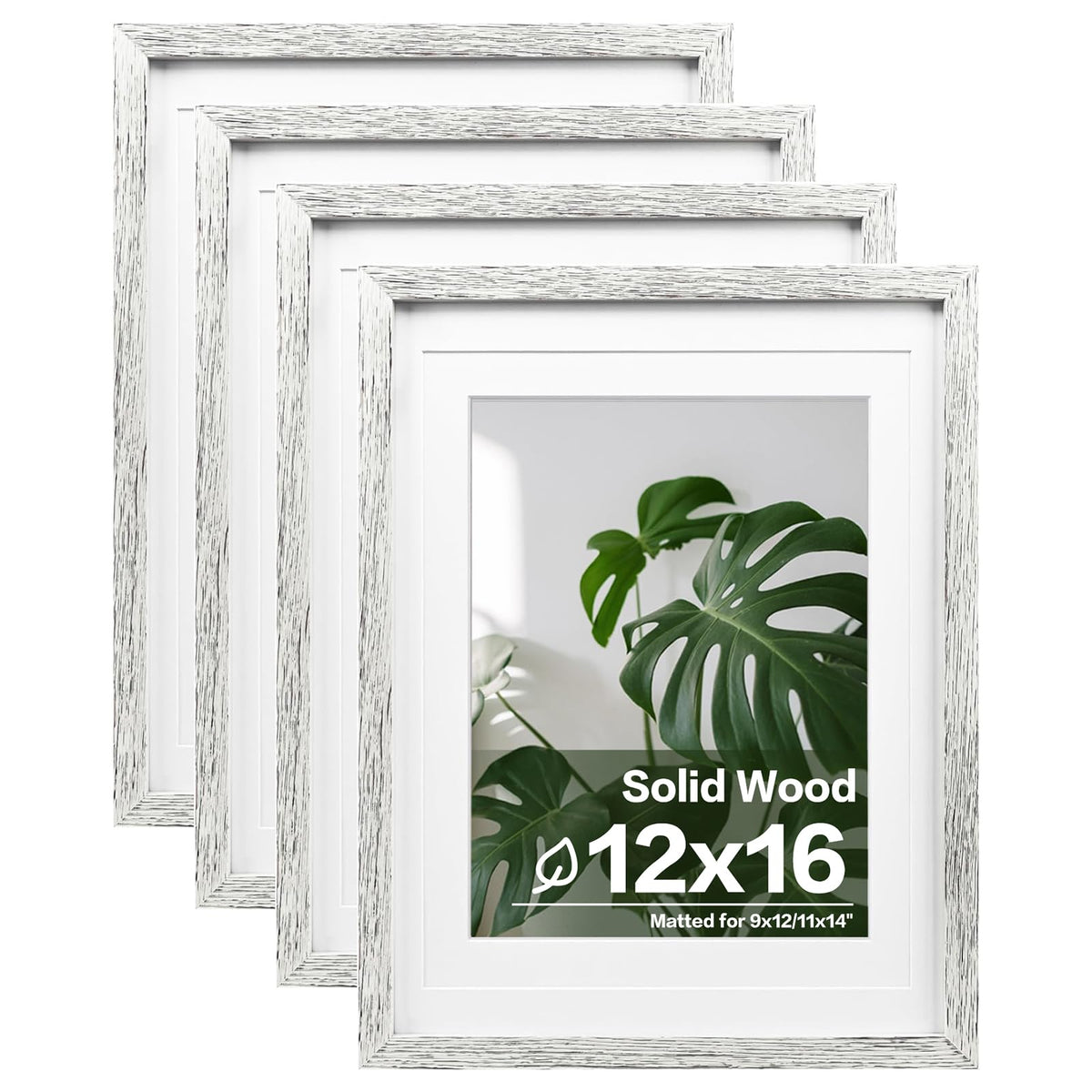 Egofine 8x10 Picture Frames Set of 4, Made of Solid Wood Covered by Plexiglass 4x6 and 5x7 with Mat or 8x10 without Mat, for Table Top Display and Wall Mounting Photo Frame Black