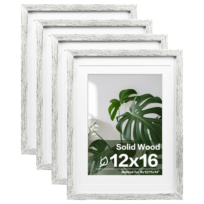 Egofine 8x10 Picture Frames Set of 4, Made of Solid Wood Covered by Plexiglass 4x6 and 5x7 with Mat or 8x10 without Mat, for Table Top Display and Wall Mounting Photo Frame Black
