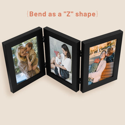 Golden State Art, 5x7 Triple Picture Frame Black- Real Glass, 1 Pack
