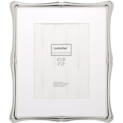 Silver 8x10'' Premium Alloy Picture Frame with Acid Free Mat for 5x7'',Luxury Hi-End Photo Frames 5x7'' with Black Velevt Backing for Desktop and Wall Hanging