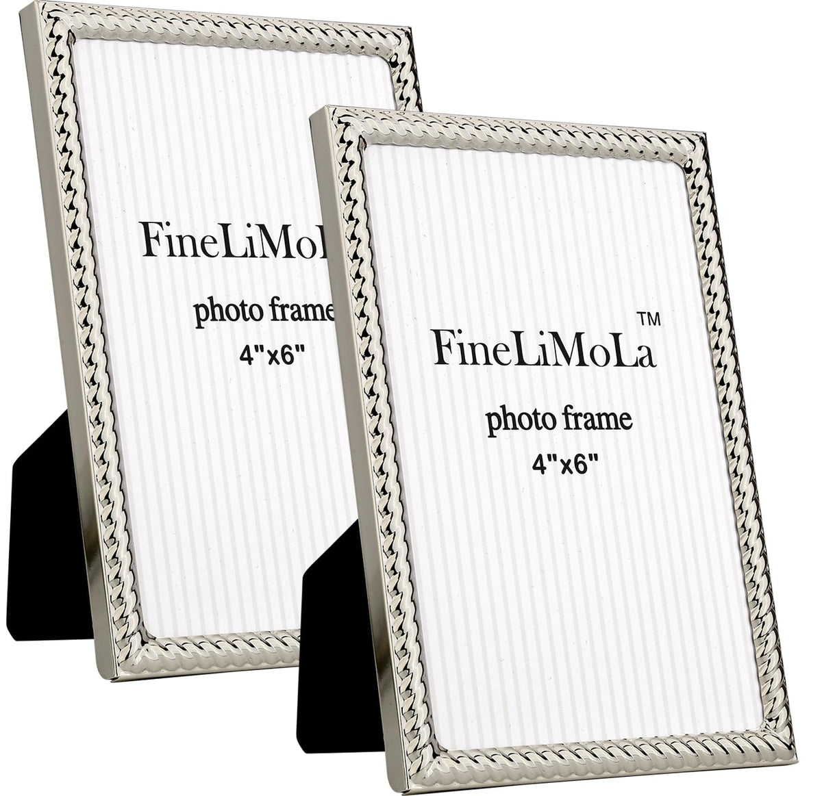 5x7'' Silver Rope Design Metal Picture Frames with Hi Quality Velvet Backing and Real Glass Front,Silver Photo Frame 7x5'' for Desktop Display Or Wall Hanging