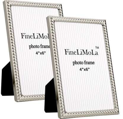 5x7'' Silver Rope Design Metal Picture Frames with Hi Quality Velvet Backing and Real Glass Front,Silver Photo Frame 7x5'' for Desktop Display Or Wall Hanging
