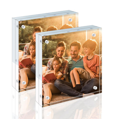 Egofine 4x6 Acrylic Frames 6 Pack, 20mm Thicker Frameless Clear Picture Frames, Double Sided Magnetic Picture Frames, Free Standing Desktop Display
