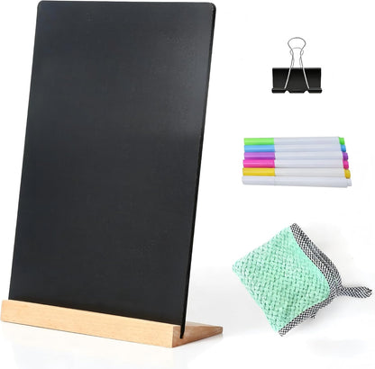 2 Pack 8.6x11.7 in Small Chalkboard Signs with Wood Base for Tabletop Decor Double Sided Mini Chalkboard for Restaurant Food Menu, Message Board, Wedding Party