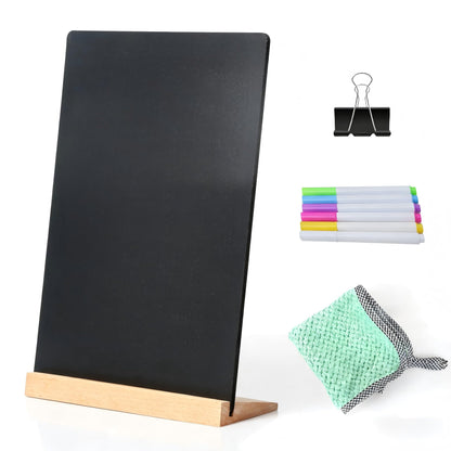 2 Pack 8.6x11.7 in Small Chalkboard Signs with Wood Base for Tabletop Decor Double Sided Mini Chalkboard for Restaurant Food Menu, Message Board, Wedding Party