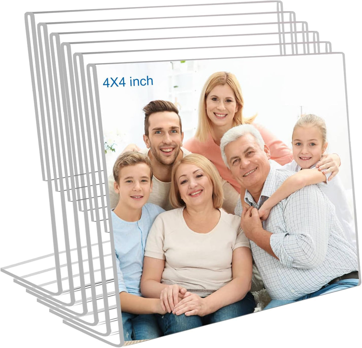 4x6 Acrylic Picture Frames, Set Of 6 Clear Acrylic Frameless Gift for Desktop Display, Standing Picture or Display Sign Holder with Inserts for Home Office - Horizontal