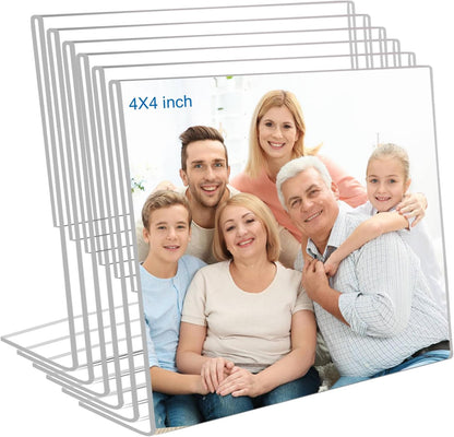 4x6 Acrylic Picture Frames, Set Of 6 Clear Acrylic Frameless Gift for Desktop Display, Standing Picture or Display Sign Holder with Inserts for Home Office - Horizontal