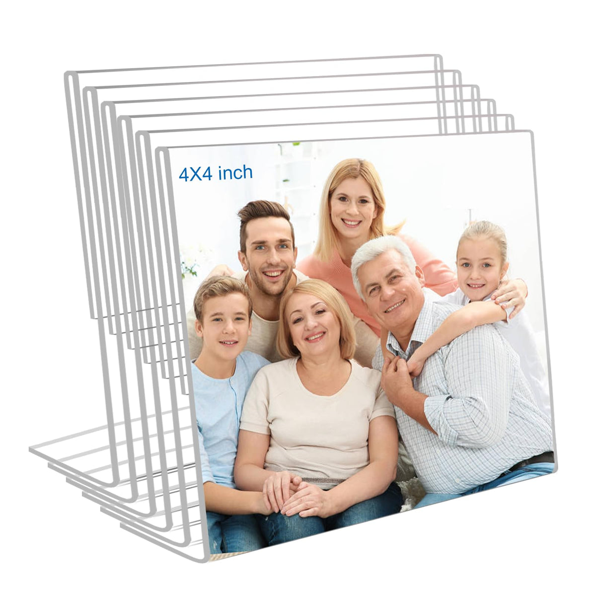 4x6 Acrylic Picture Frames, Set Of 6 Clear Acrylic Frameless Gift for Desktop Display, Standing Picture or Display Sign Holder with Inserts for Home Office - Horizontal